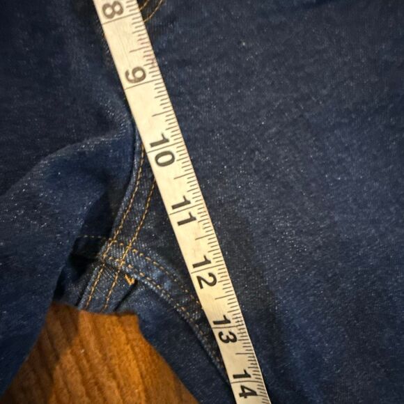 Zara Marine patch pocket dark indigo wash wide leg crop jeans 4 - Picture 8 of 11